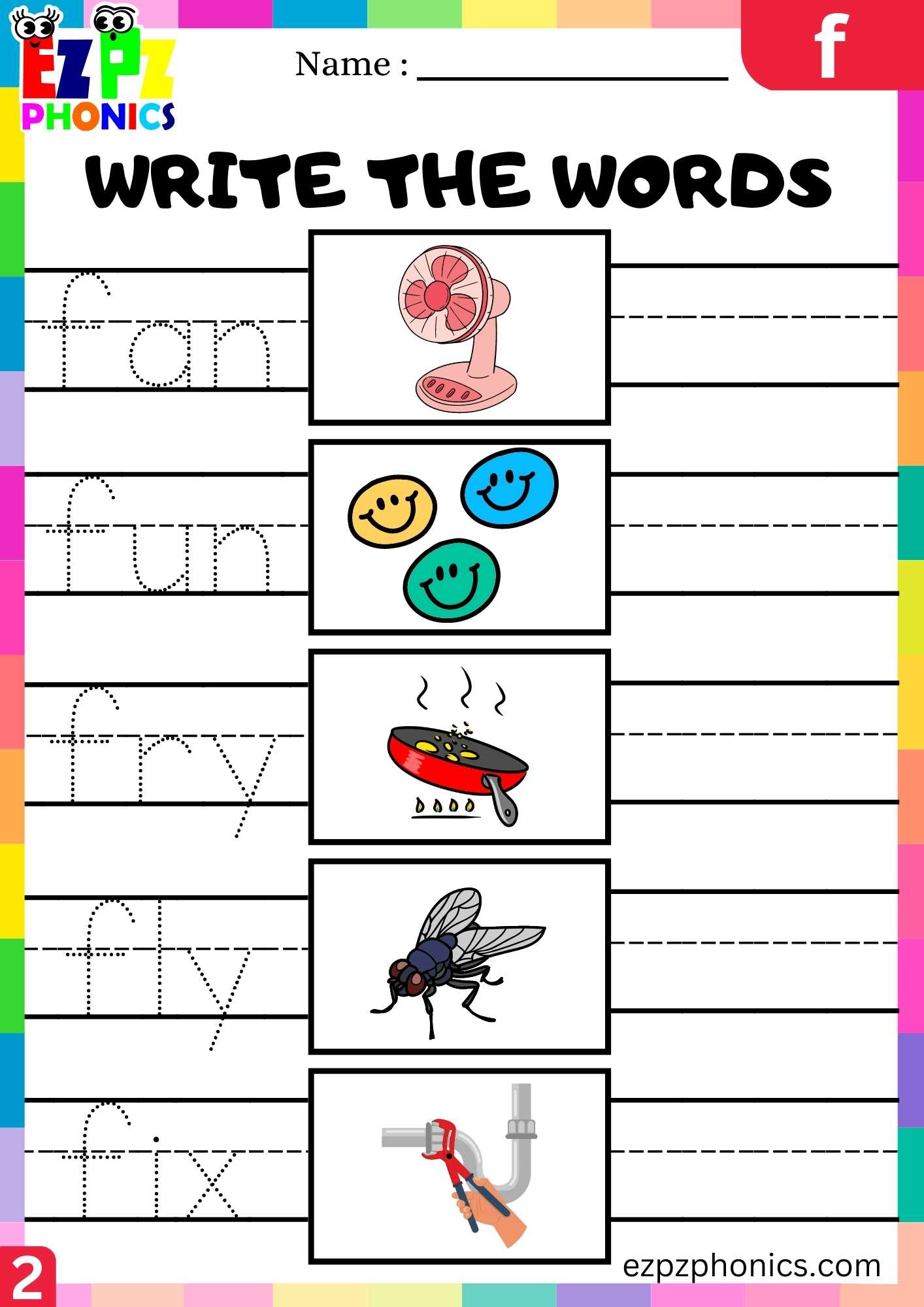 Group2 Letter F Write The Words Beginning Sounds Worksheet